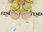 Fendi Black Metallic Leather F Logo Metal Heel Sandals - 39