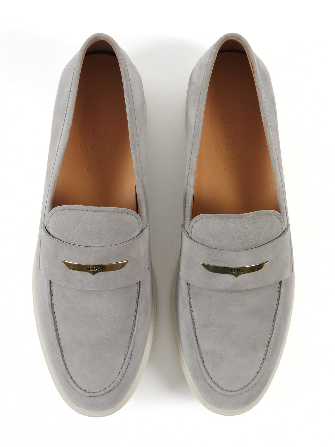 Tod's Light Dove Grey Suede and Rubber Loafer Shoes - 39