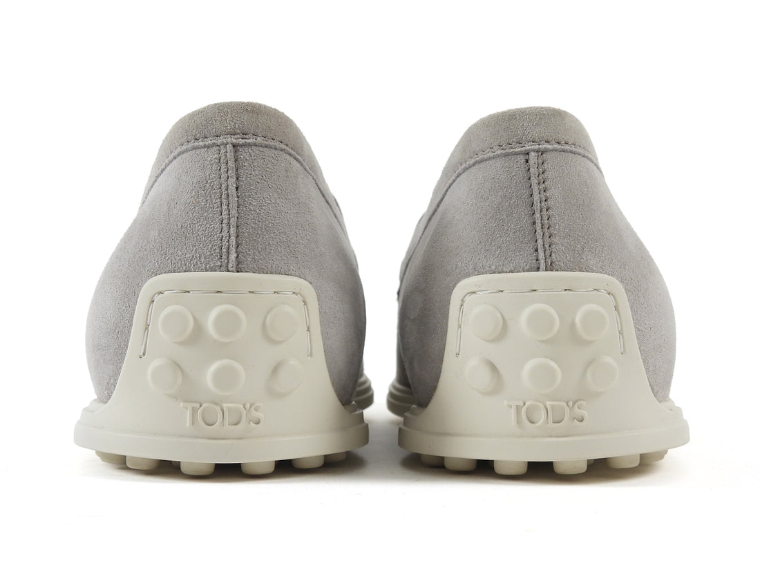 Tod's Light Dove Grey Suede and Rubber Loafer Shoes - 39