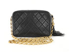 Chanel Black Vintage 1991 Quilted Lambskin Bijoux Flap Tassel Camera Bag Mini