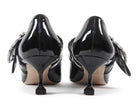 Miu Miu Black Patent Leather Crystal Buckle Mary Jane Pumps - 38.5