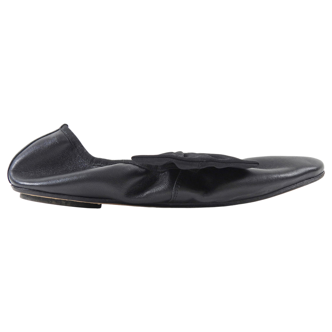Repetto Black Soft Leather Bow Ballet Flats - 41