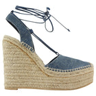 Saint Laurent Blue Denim Platform Espadrille Wedge Sandals - 38
