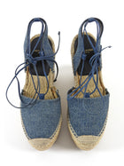 Saint Laurent Blue Denim Platform Espadrille Wedge Sandals - 38
