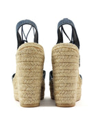 Saint Laurent Blue Denim Platform Espadrille Wedge Sandals - 38