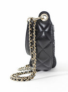 Chanel 2025 Black Mesh Shiny Lambskin Chain Hobo Bag