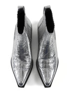 Rag Bone Silver Metallic Crackle Leather Ankle Western Boots -38.5