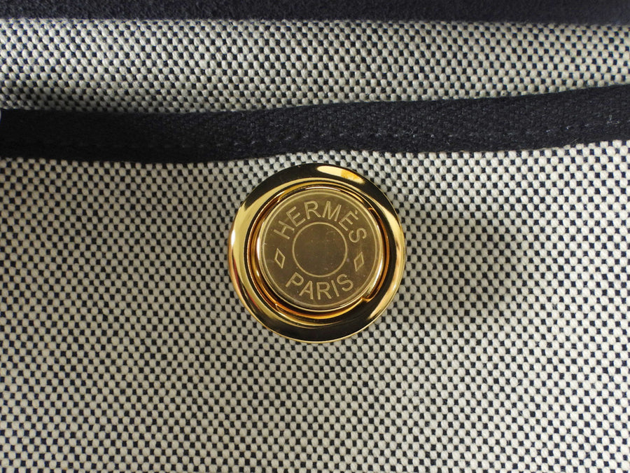 Hermes 2025 Herbag Zip Mini 20 Ecru Black Toile Militaire / Vache Hunter GHW