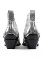 Rag Bone Silver Metallic Crackle Leather Ankle Western Boots -38.5