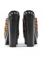 Miu Miu Tan Brown Leopard Pony Hair Platform Clogs - 38