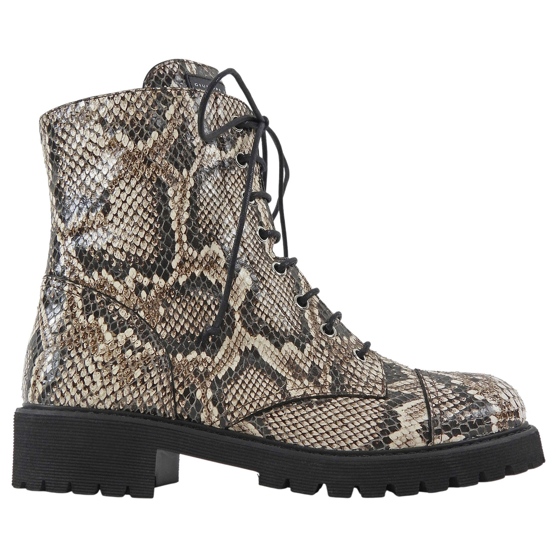 Giuseppe Zanotti Brown Thora Snakeskin Python Effect Lace Up Combat Boots - 40