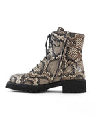 Giuseppe Zanotti Brown Thora Snakeskin Python Effect Lace Up Combat Boots - 40