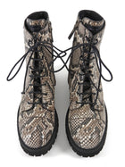 Giuseppe Zanotti Brown Thora Snakeskin Python Effect Lace Up Combat Boots - 40