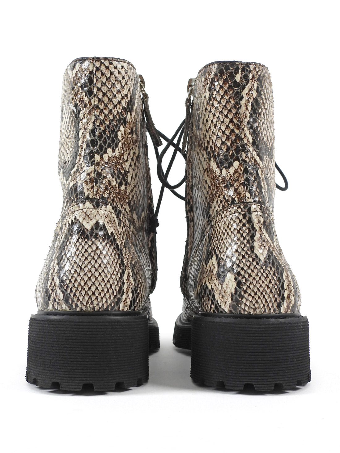 Giuseppe Zanotti Brown Thora Snakeskin Python Effect Lace Up Combat Boots - 40
