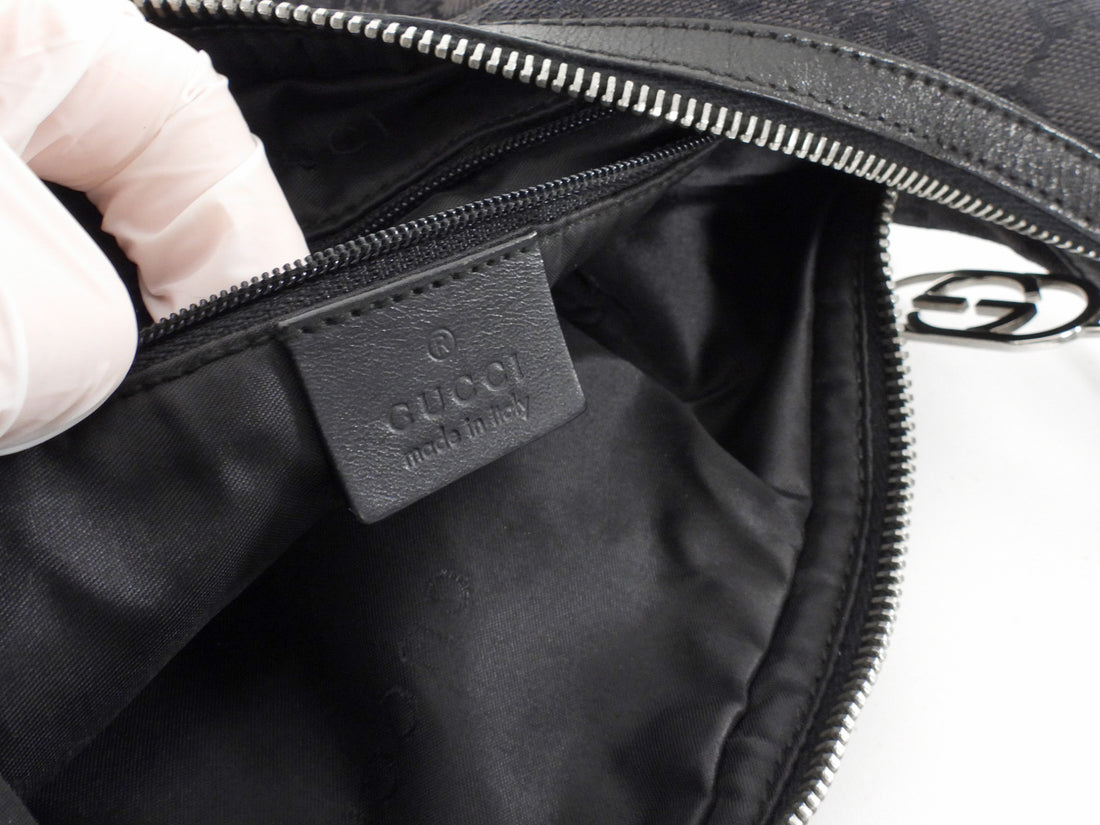 Gucci Vintage Tom Ford Era Black Monogram Canvas Hobo Bag