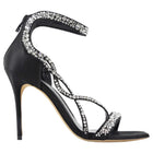 Alexander McQueen Black Satin Crystal Embellished High Heel Sandals - 38.5