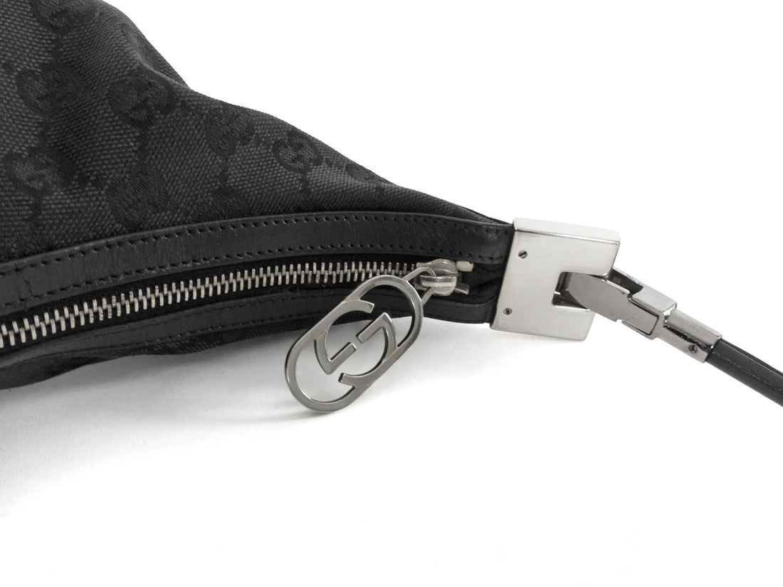 Gucci Vintage Tom Ford Era Black Monogram Canvas Hobo Bag