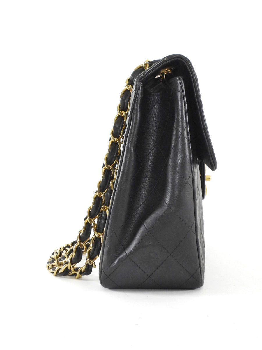 Chanel Vintage 1991 Classic Flap XL Maxi Black Leather GHW Chain Bag