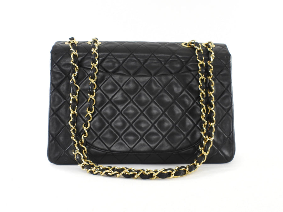Chanel Vintage 1991 Classic Flap XL Maxi Black Leather GHW Chain Bag