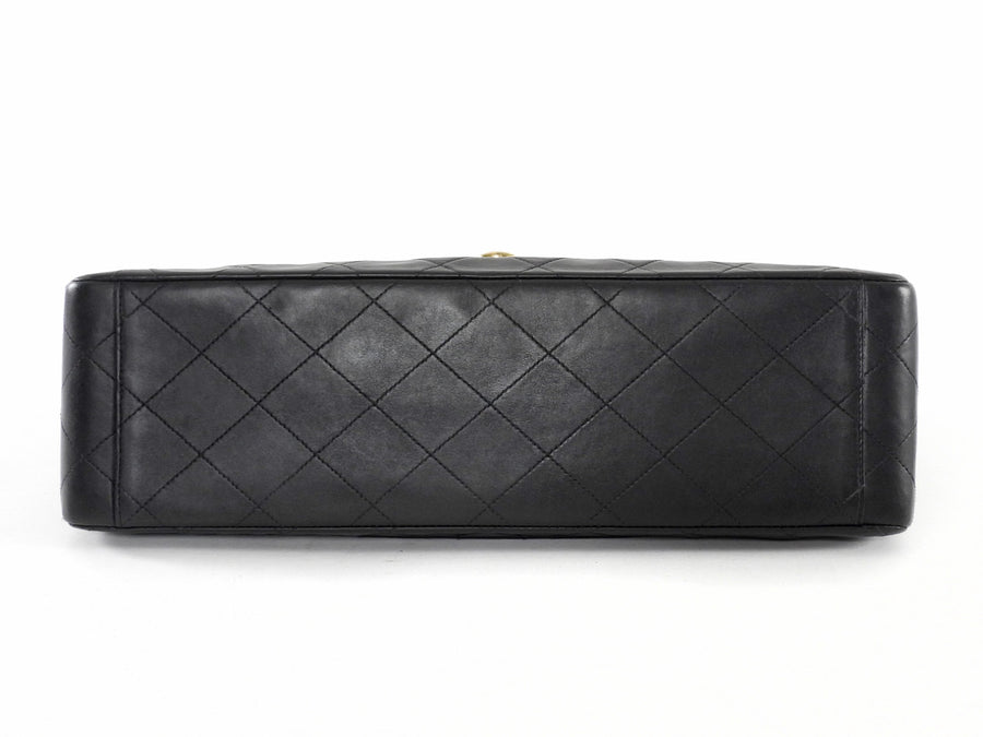 Chanel Vintage 1991 Classic Flap XL Maxi Black Leather GHW Chain Bag
