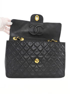 Chanel Vintage 1991 Classic Flap XL Maxi Black Leather GHW Chain Bag