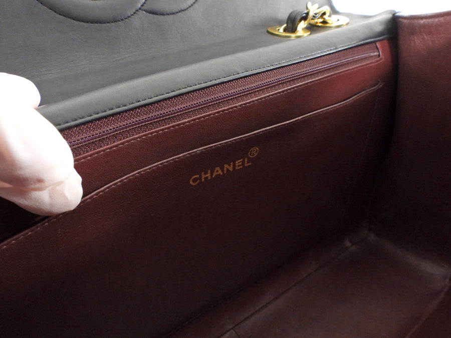 Chanel Vintage 1991 Classic Flap XL Maxi Black Leather GHW Chain Bag