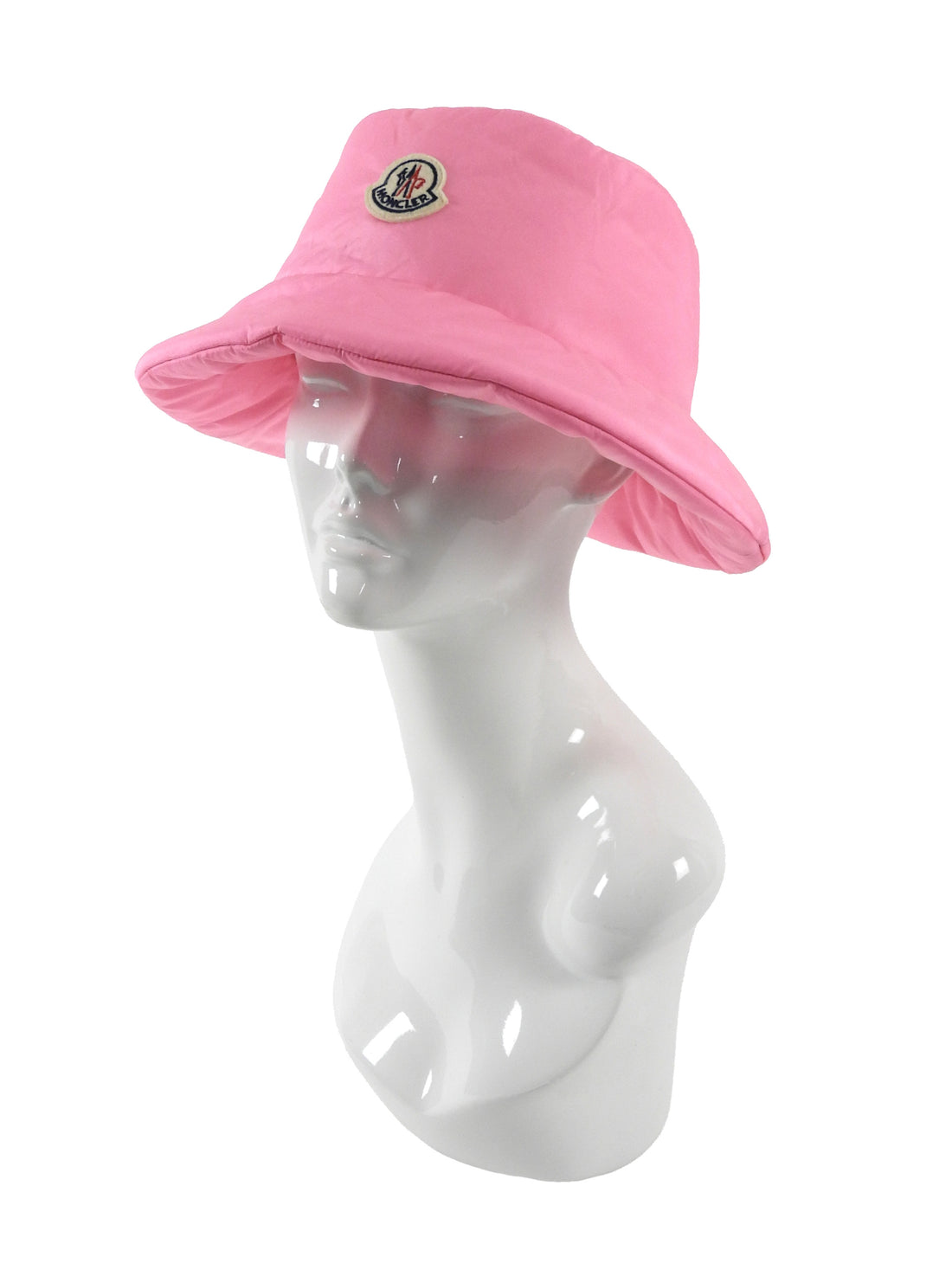 Moncler Pink  Light Nylon Puffer Logo Bucket Hat - M