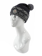 Moncler Black Knit Nordic Style Pom Pom Toque Hat