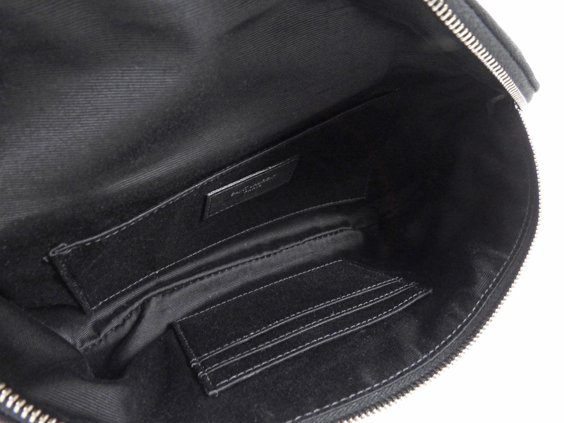 Saint Laurent Black Nylon Cassandre YSL Logo Belt Bag