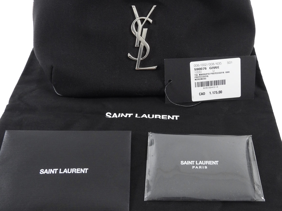 Saint Laurent Black Nylon Cassandre YSL Logo Belt Bag