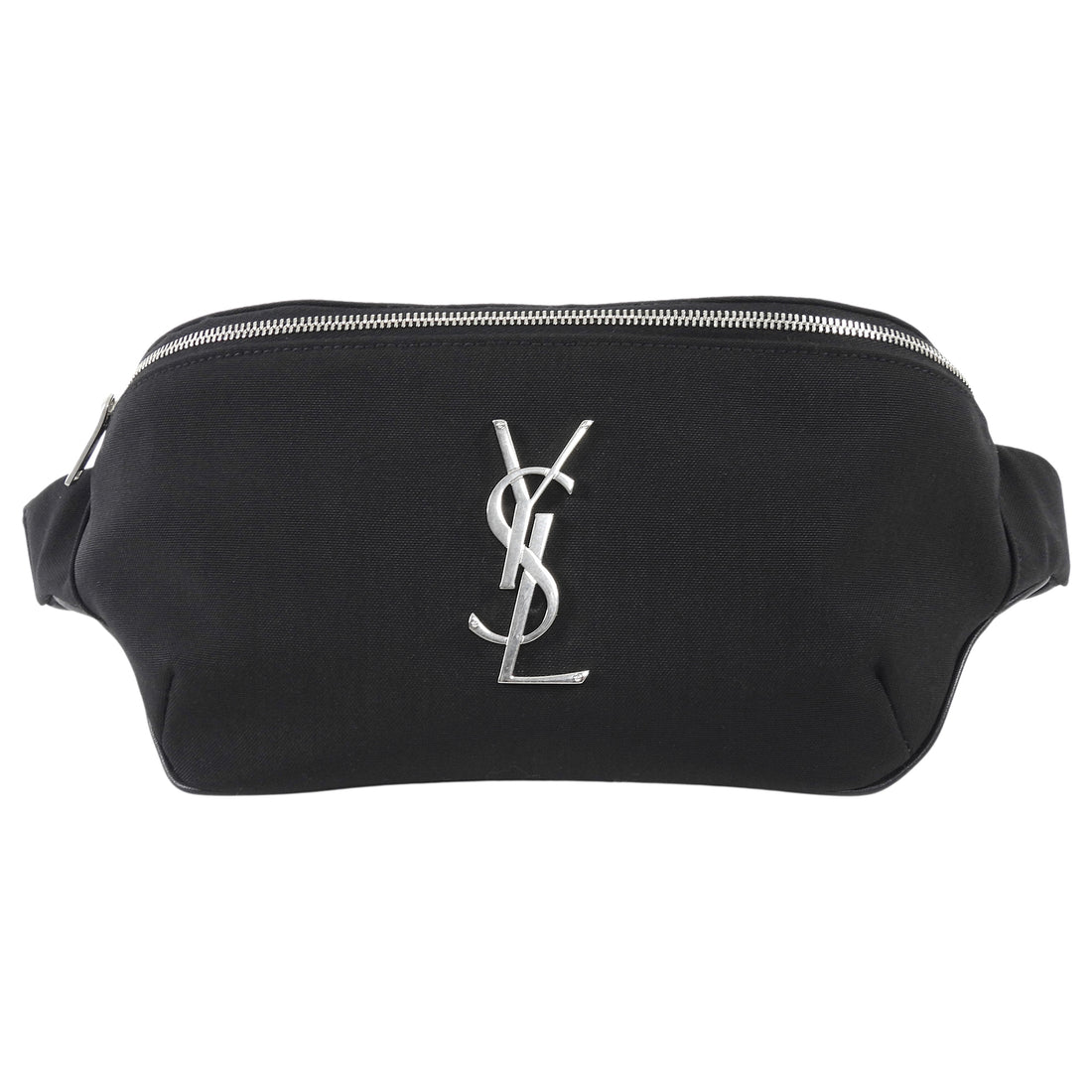 Saint Laurent Black Nylon Cassandre YSL Logo Belt Bag