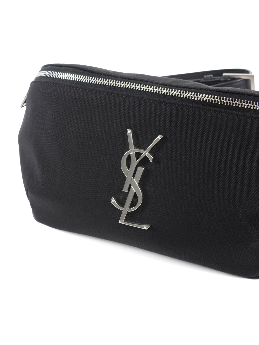 Saint Laurent Black Nylon Cassandre YSL Logo Belt Bag