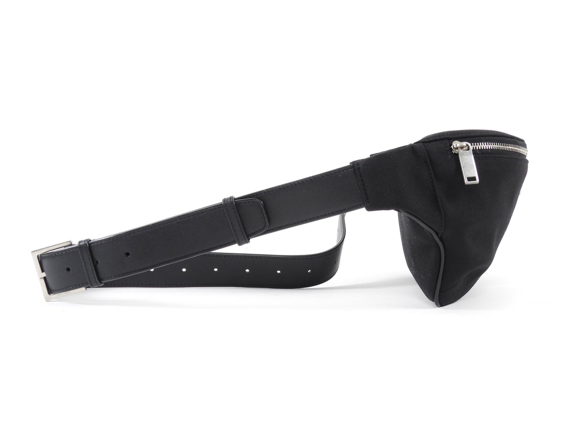 Saint Laurent Black Nylon Cassandre YSL Logo Belt Bag