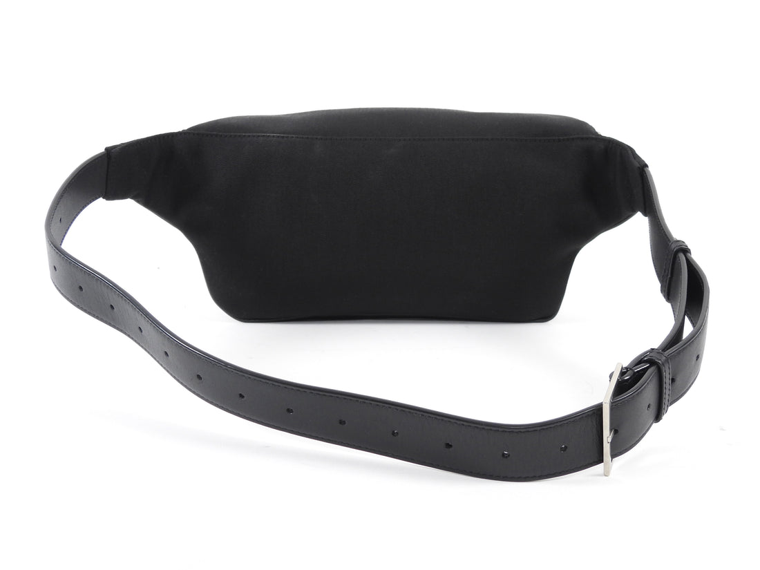 Saint Laurent Black Nylon Cassandre YSL Logo Belt Bag