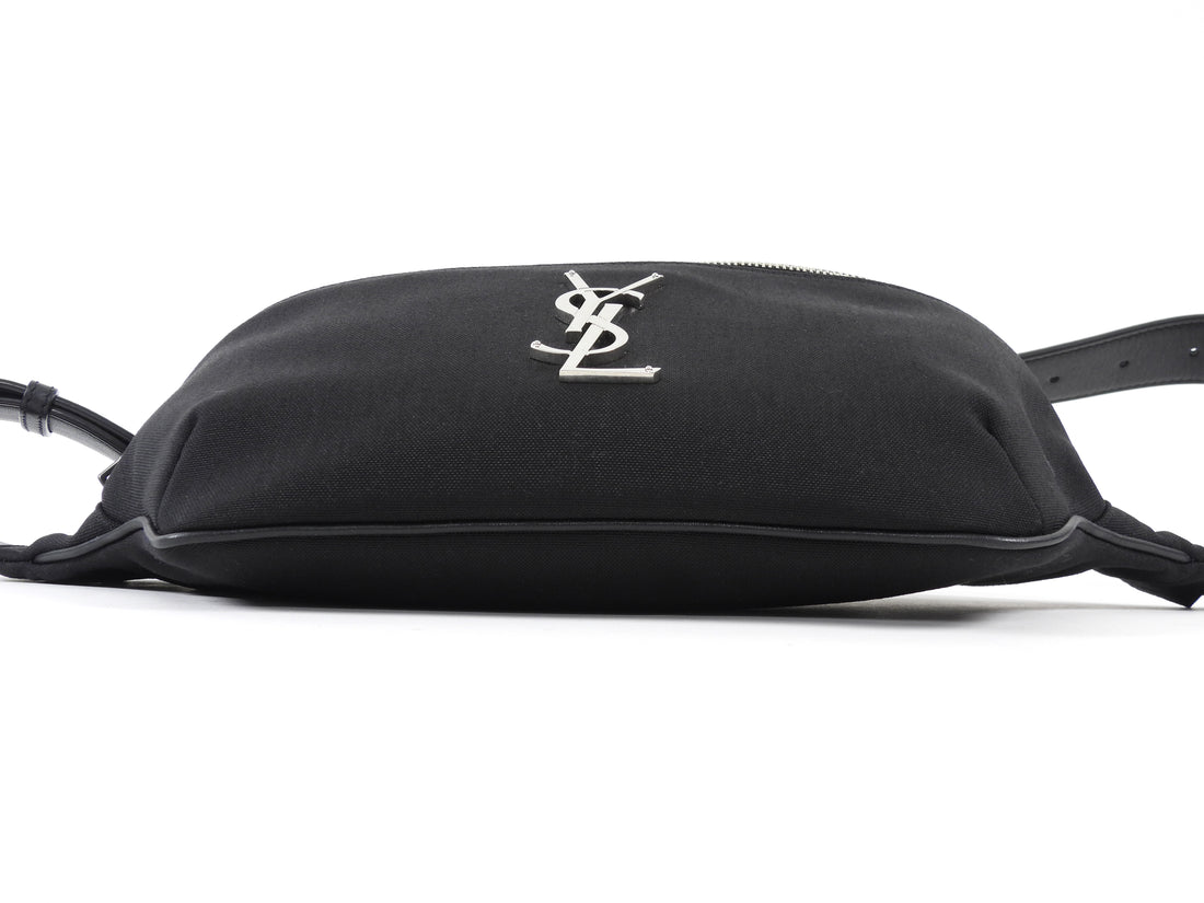 Saint Laurent Black Nylon Cassandre YSL Logo Belt Bag