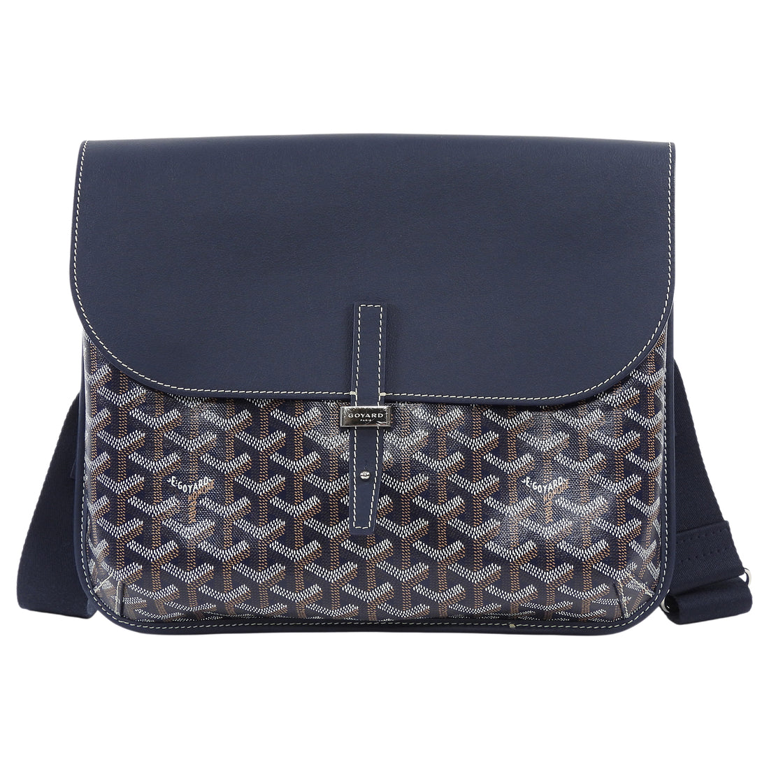 Goyard Navy Coursier Messenger Goyardine Coated Canvas Bag