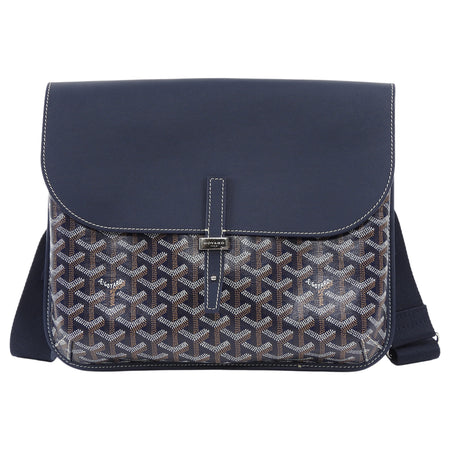 Goyard Navy Coursier Messenger Goyardine Coated Canvas Bag