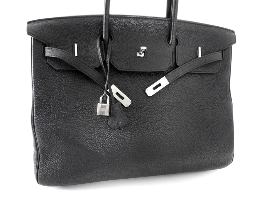 Hermes Birkin 40 Noir Black Togo Leather PHW Bag
