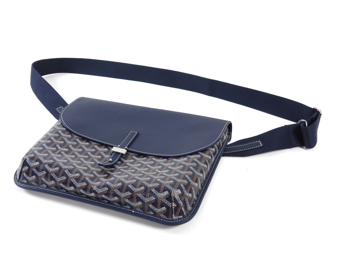 Goyard Navy Coursier Messenger Goyardine Coated Canvas Bag
