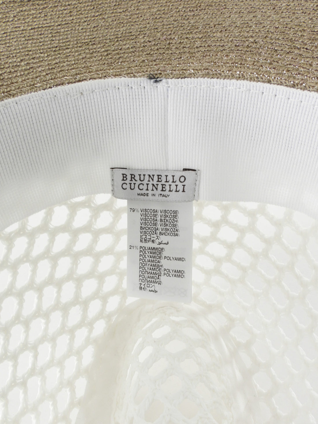 Brunello Cuccinelli Open Weave and Straw Monili Wide Brim Combo Hat - S