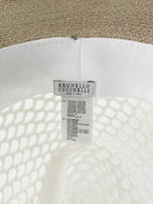 Brunello Cuccinelli Open Weave and Straw Monili Wide Brim Combo Hat - S
