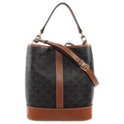 Celine Brown Black Monogram Coated Canvas and Leather Triomphe Medium Bucket Bag