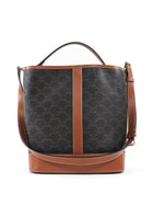 Celine Brown Black Monogram Coated Canvas and Leather Triomphe Medium Bucket Bag
