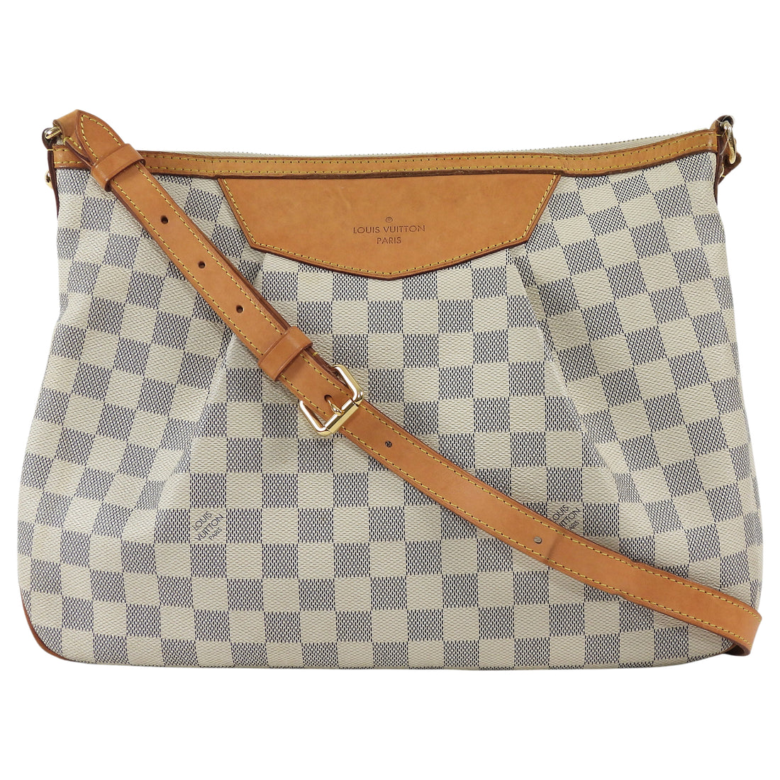 Louis Vuitton White Grey Damier Azur Coated Canvas Siracusa Hobo Bag MM