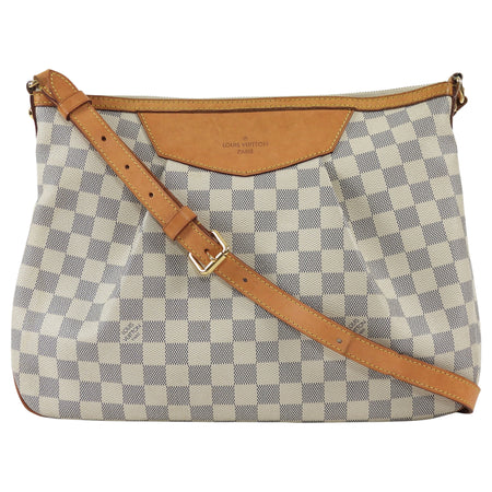 Louis Vuitton White Grey Damier Azur Coated Canvas Siracusa Hobo Bag MM