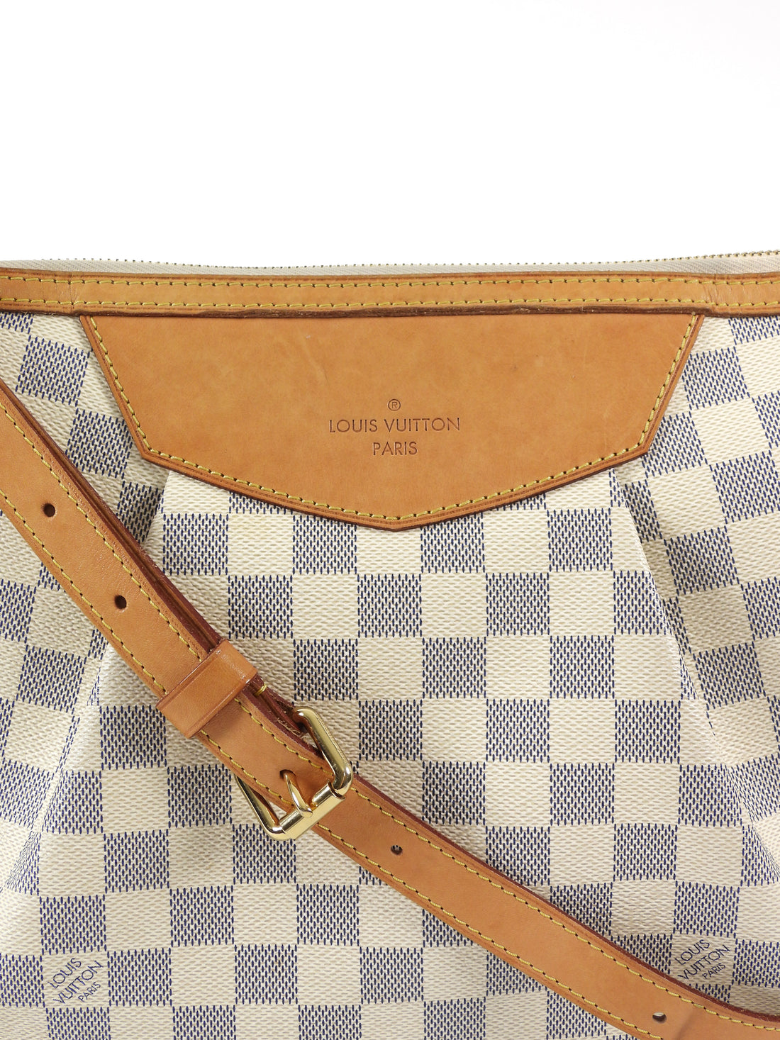 Louis Vuitton White Grey Damier Azur Coated Canvas Siracusa Hobo Bag MM