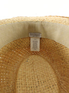 Brunello Cucinelli Beige Black Woven Raffia Beaded Silk Trim Fedora - M
