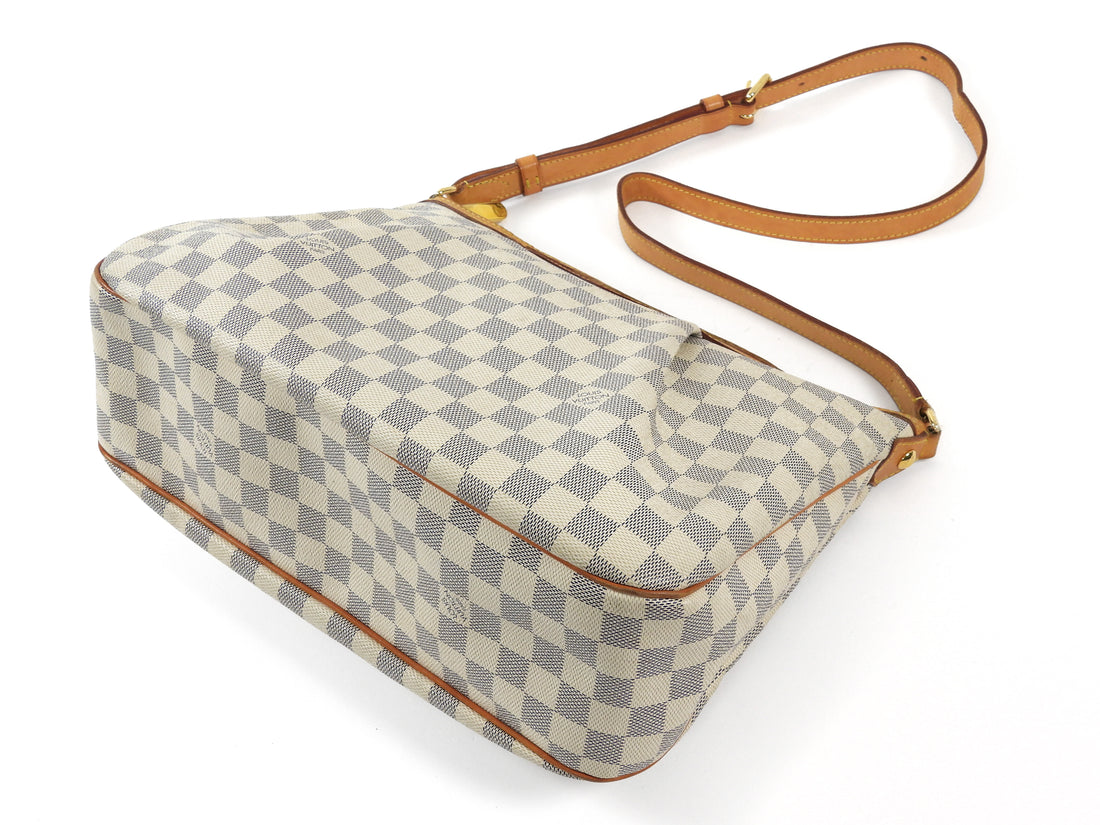 Louis Vuitton White Grey Damier Azur Coated Canvas Siracusa Hobo Bag MM