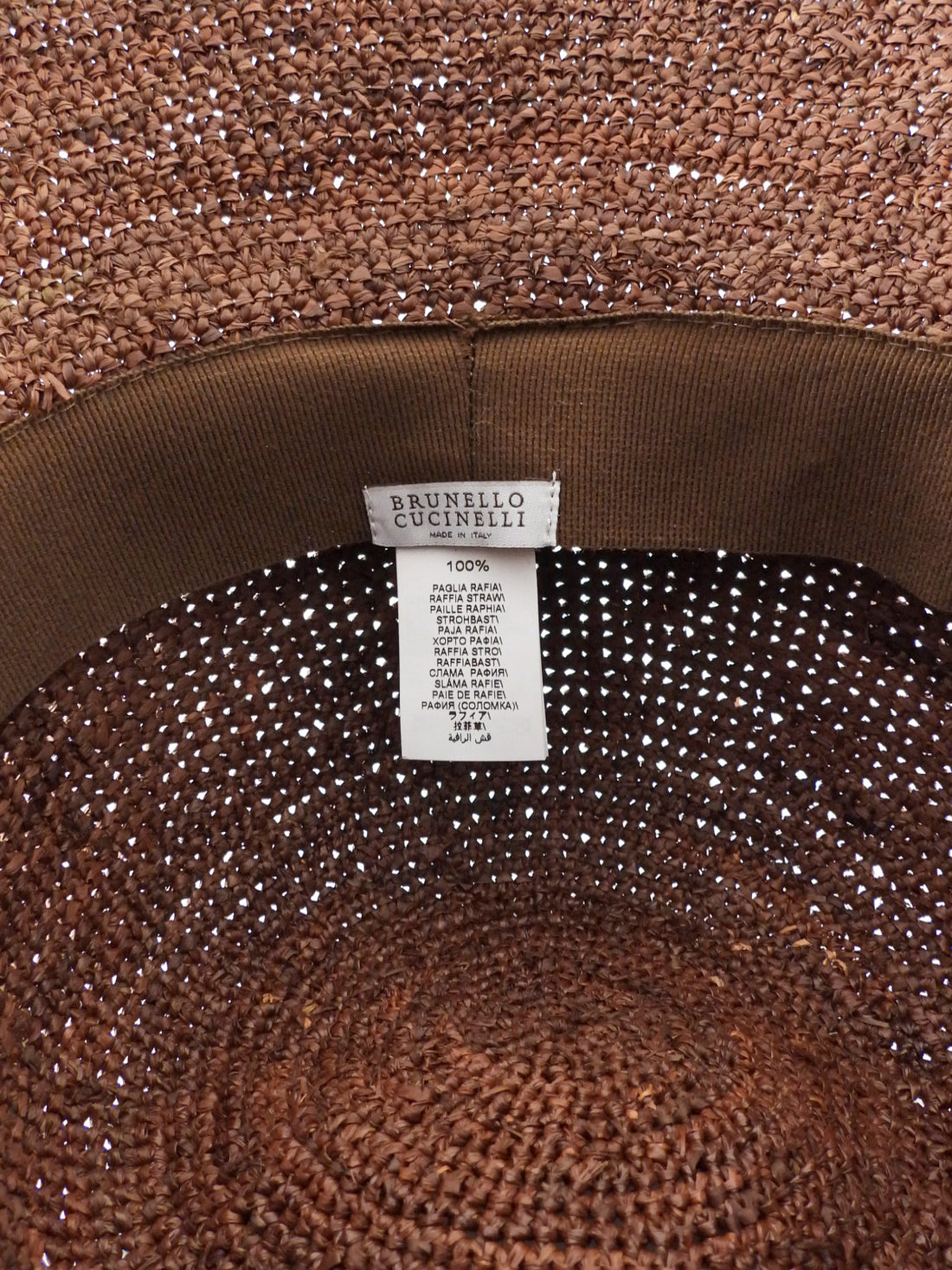 Brunello Cucinelli Brown Raffia Wide Brim Monili Sun Hat