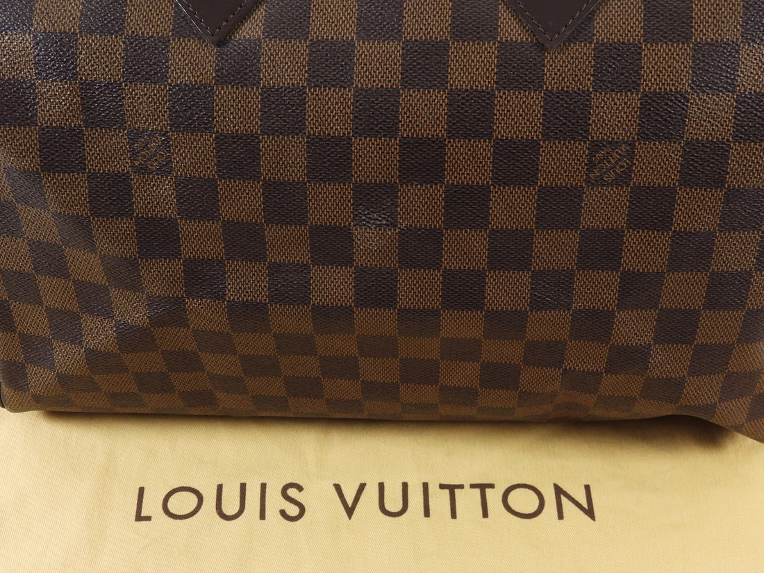 Louis Vuitton Brown Damier Ebene and Leather Speedy Boston Bag 35